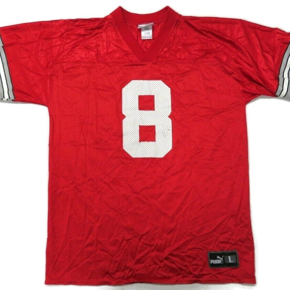 Puma Ohio State Football Jersey Mens‎ Large Vintage 90s Red Nylon USA Made #8